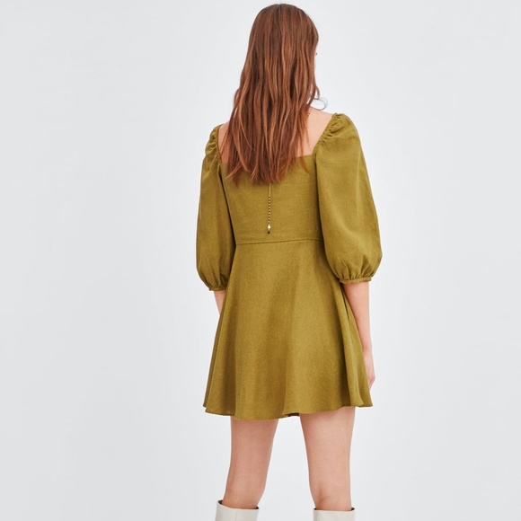 [LAST] NWT Zara S Button Puff Sleeve Mini Dress - Picture 5 of 8